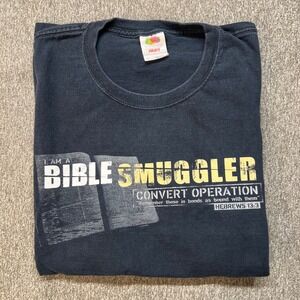 Fruit of the Loom Bible Smuggler Voice of the Martyrs Mens T-Shirt Black Large